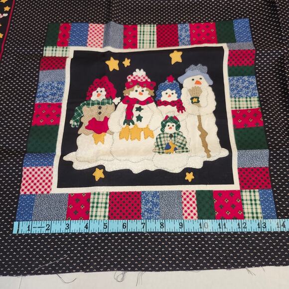 Leslie Beck Snowmen Santa Christmas 2 Pillow Fabric Panels VIP Print Cotton - Picture 8 of 10